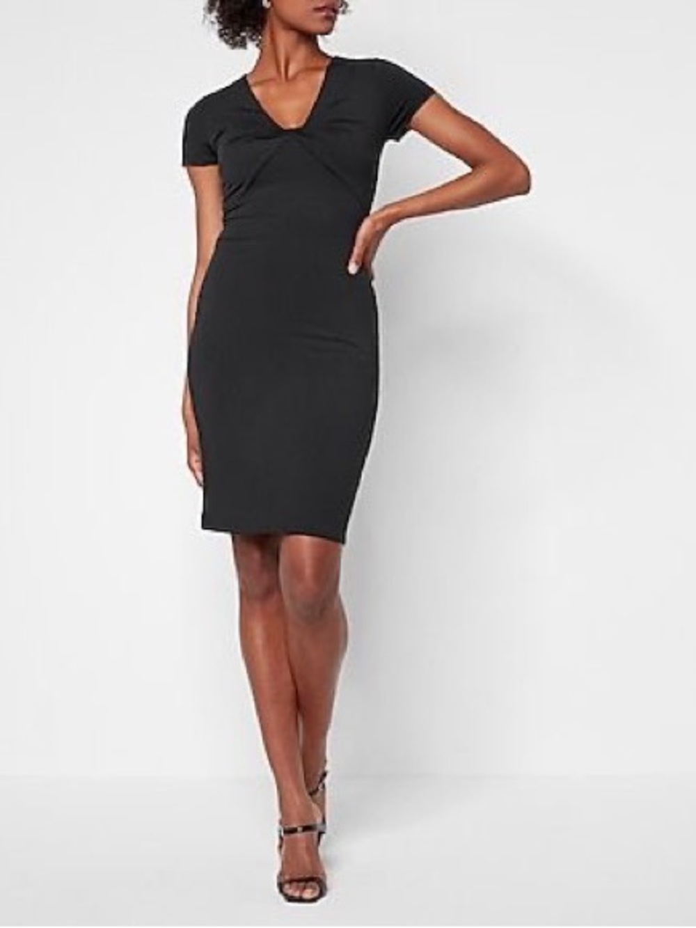 EXPRESS Classic Black Twist-Front Sheath Dress